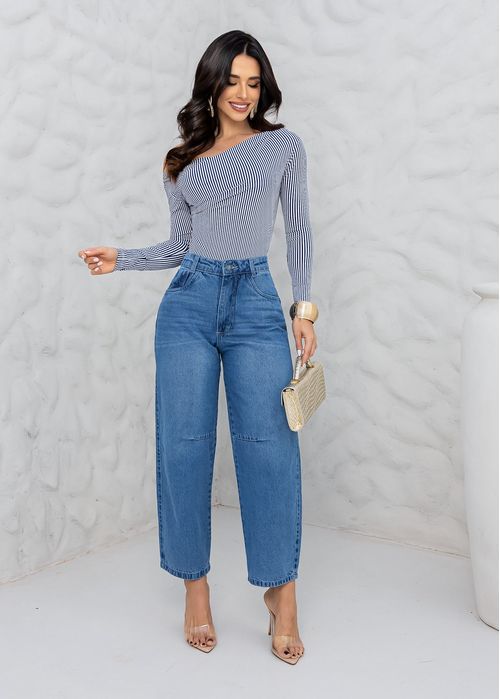 Calça Jeans Baggy Styling Cintura Alta
