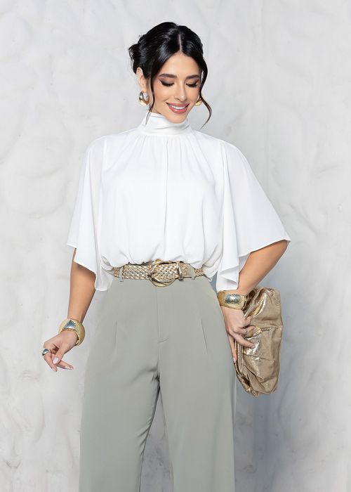 Blusa Gola Alta Balonê Branco