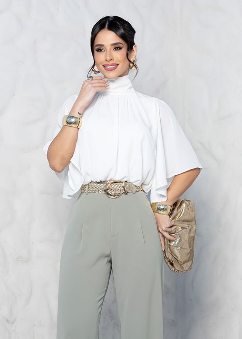 Blusa Gola Alta Balonê Branco