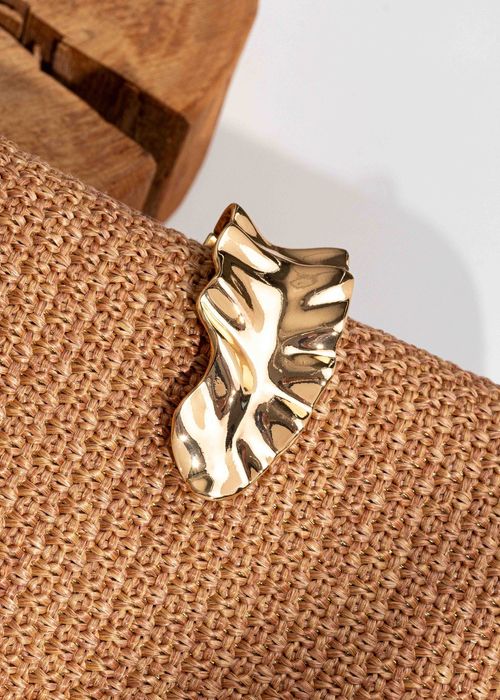 Clutch Palha c/ Fecho Dourado Nude