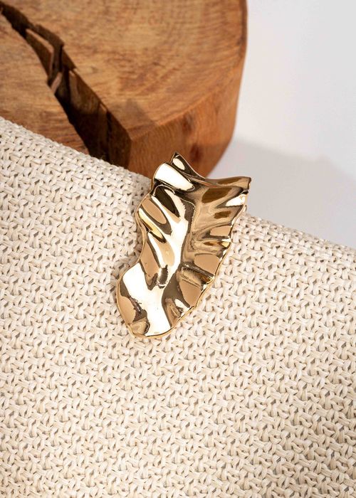 Clutch Palha c/ Fecho Dourado Cream