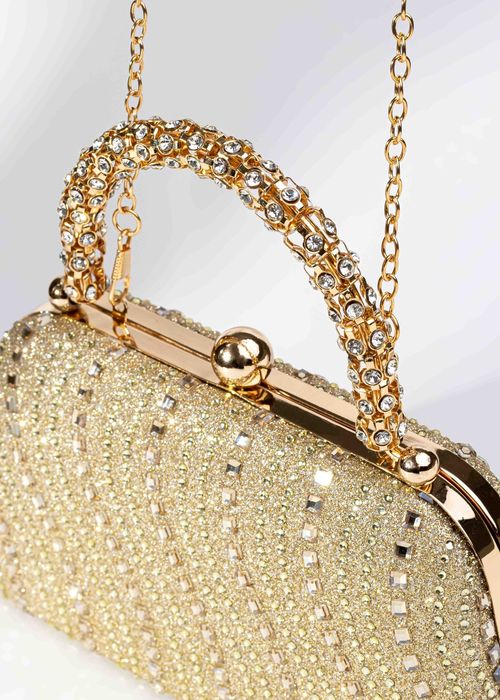 Clutch Brilho Estruturada Dourado