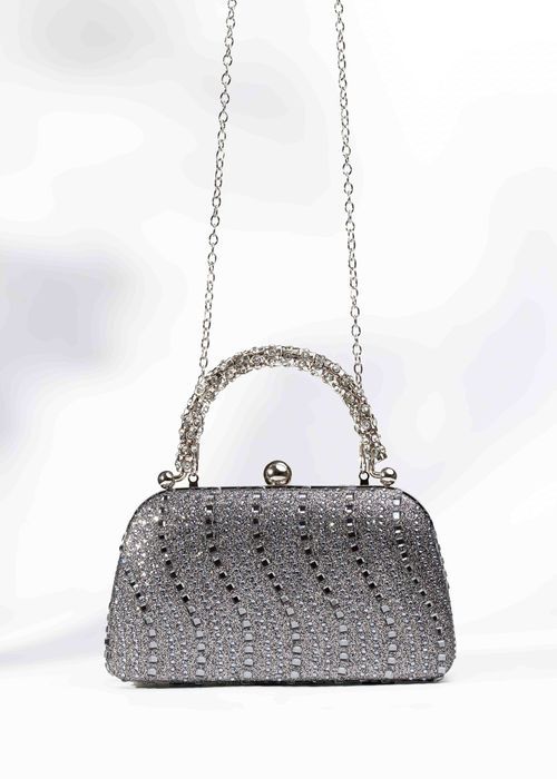 Clutch Brilho Estruturada Chumbo