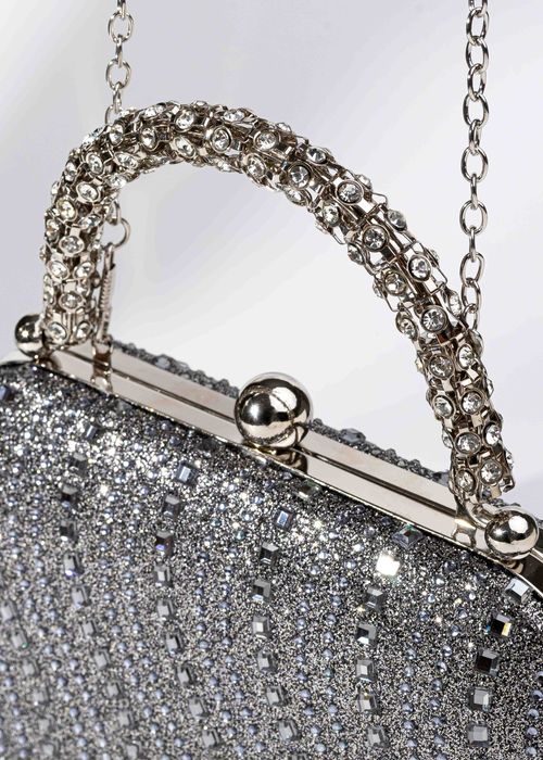 Clutch Brilho Estruturada Chumbo