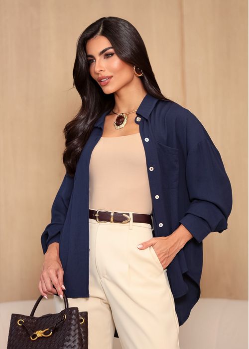 Camisa Clássica Duo Pocket Marinho