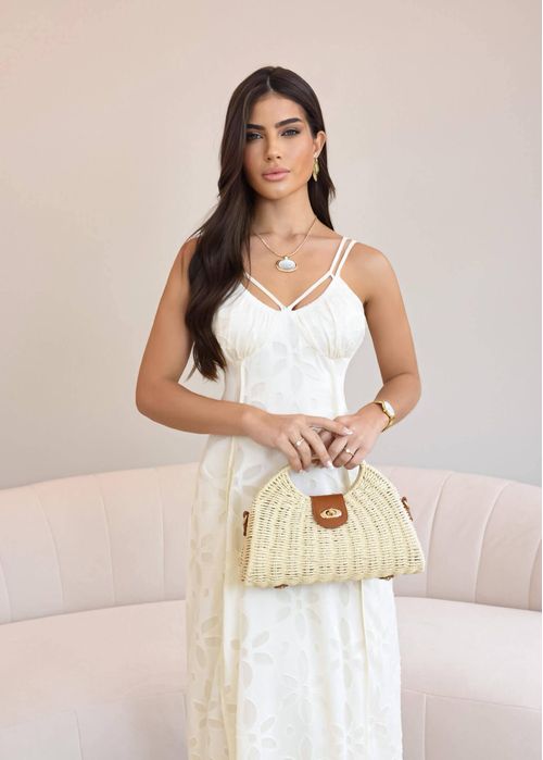 Vestido Longo Textura Floral